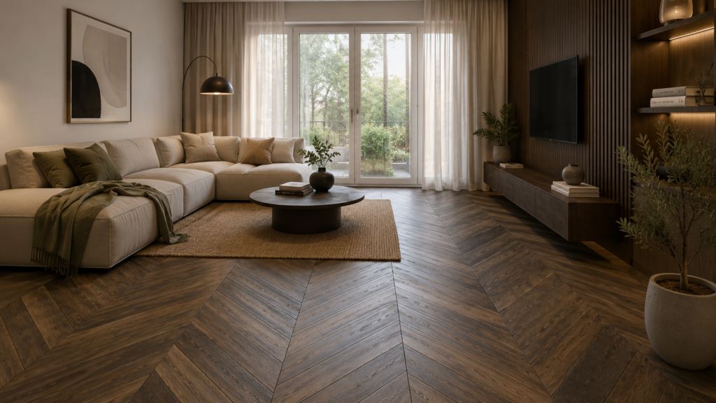 Chapel Parket Rustikal AB w układzie jodełki francuskiej Chevron